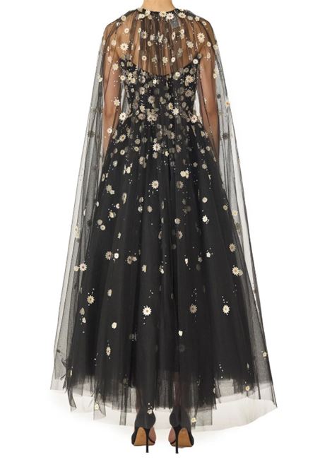 Mantella in tulle con ricamo daisy in nero monique Lhuillier - donna MONIQUE LHUILLIER | 25131119